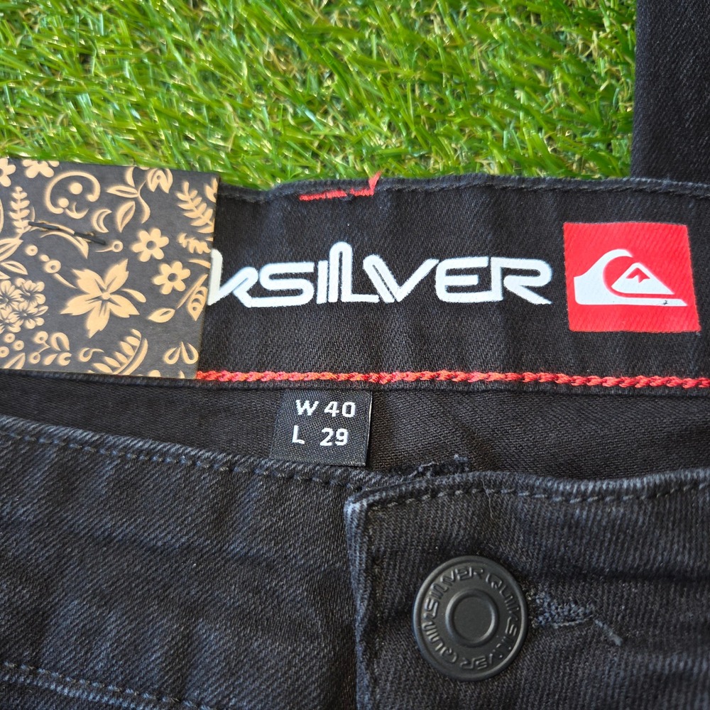Quiksilver Straight Fit 40x29 Men's Stretch Waist 5 Pocket Jeans Jet Black - Picture 7 of 8